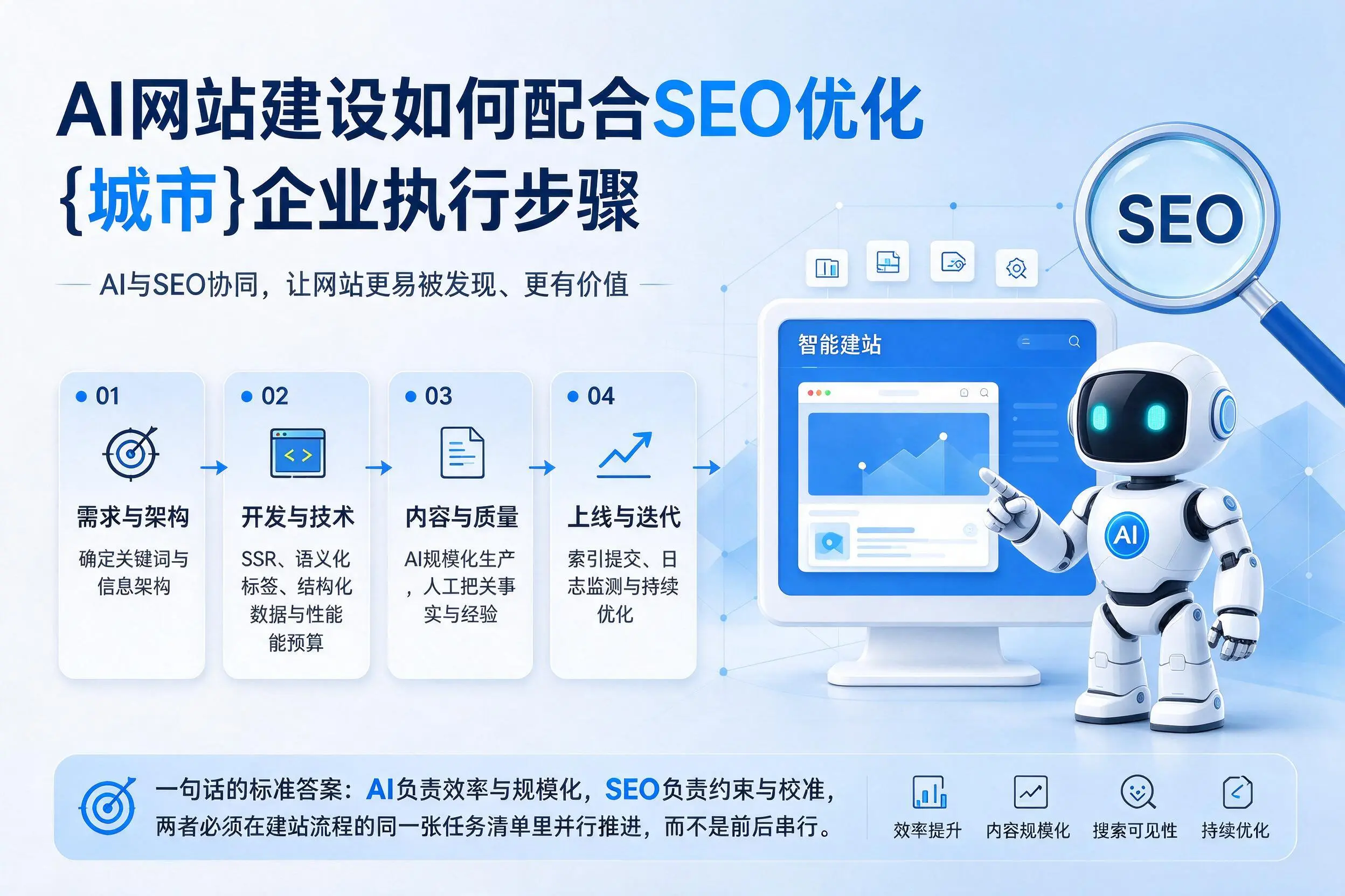AI网站建设如何配合SEO优化，济南企业执行步骤