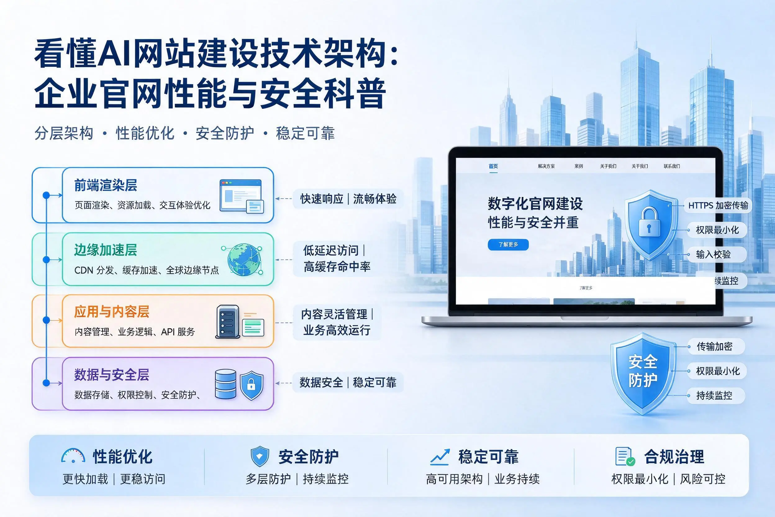 看懂AI网站建设技术架构：济南企业官网性能与安全科普