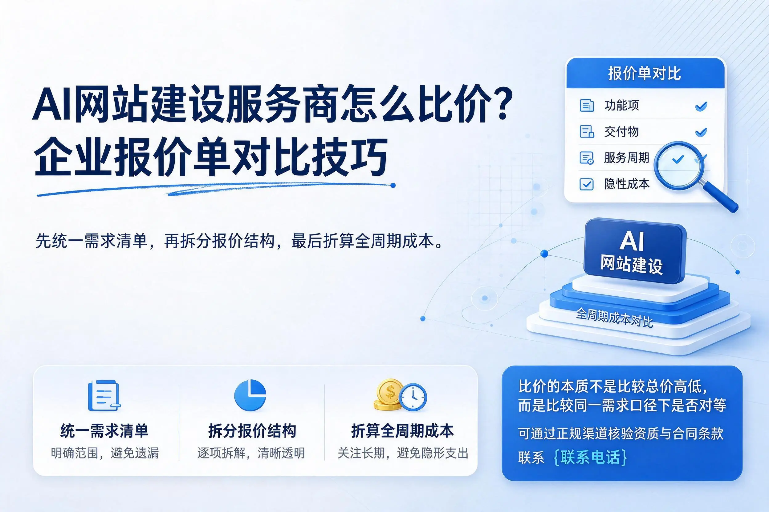 AI网站建设服务商怎么比价？济南企业报价单对比技巧