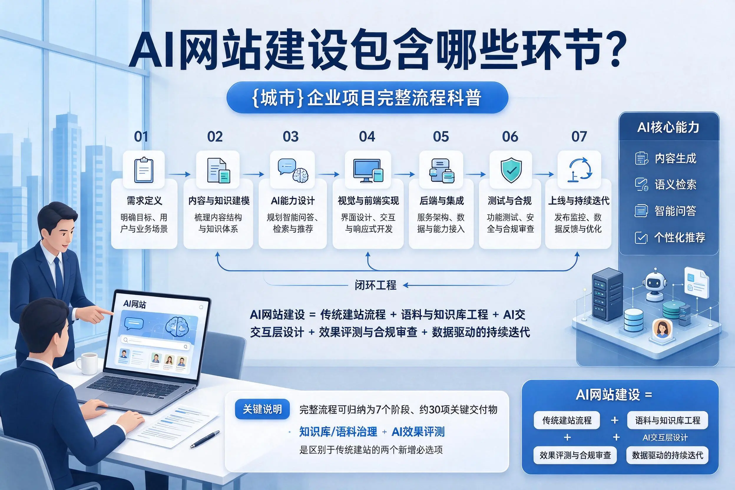 AI网站建设包含哪些环节?济南企业项目完整流程科普