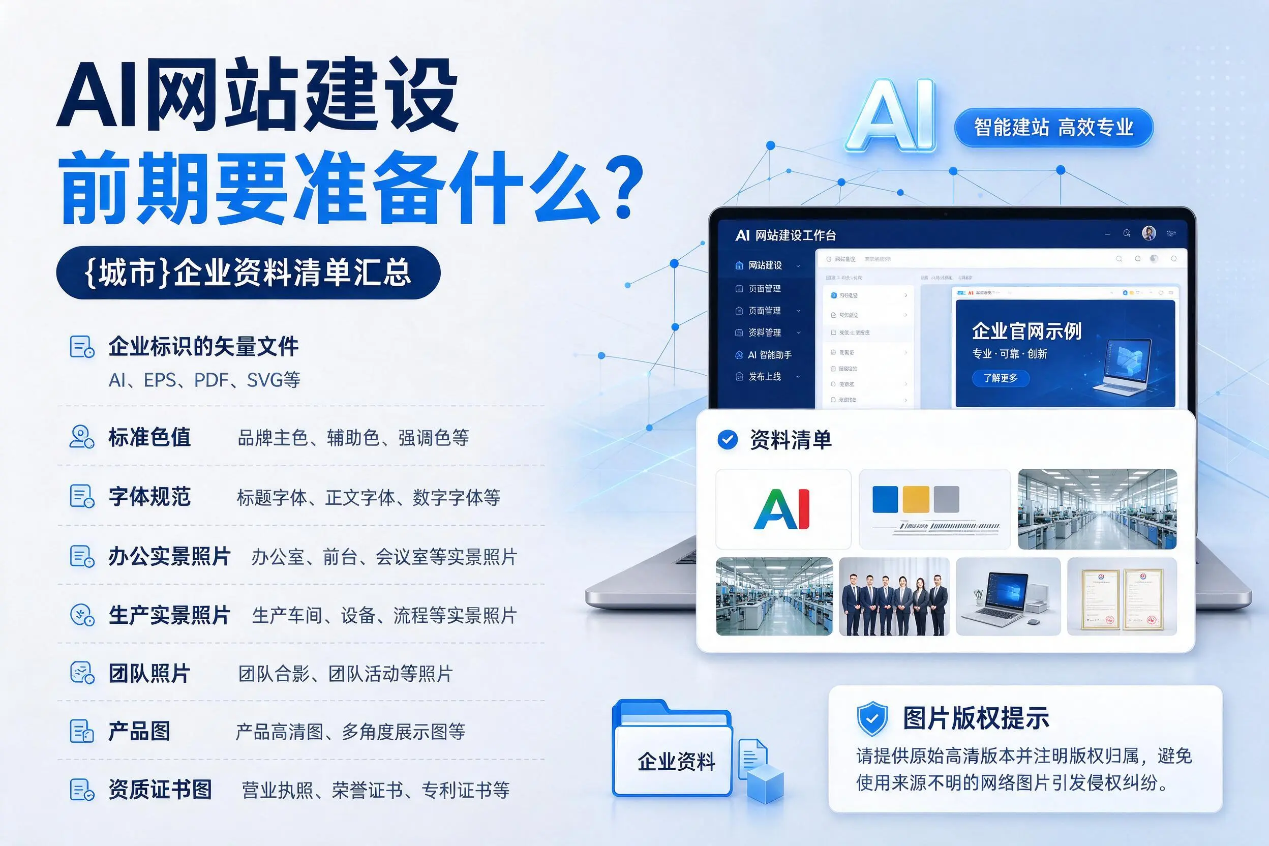 AI网站建设前期要准备什么？济南企业资料清单汇总