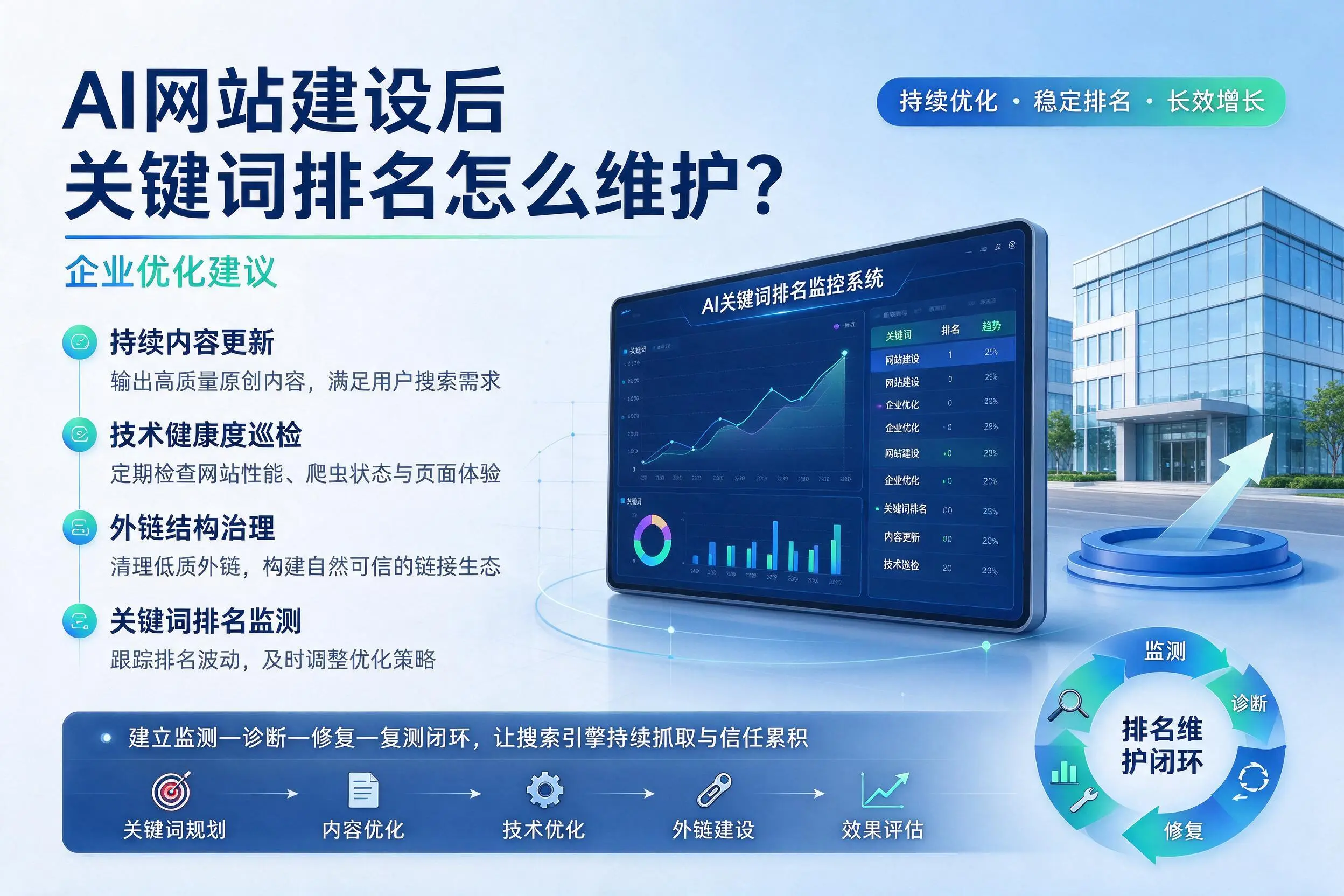AI网站建设后关键词排名怎么维护？济南企业优化建议