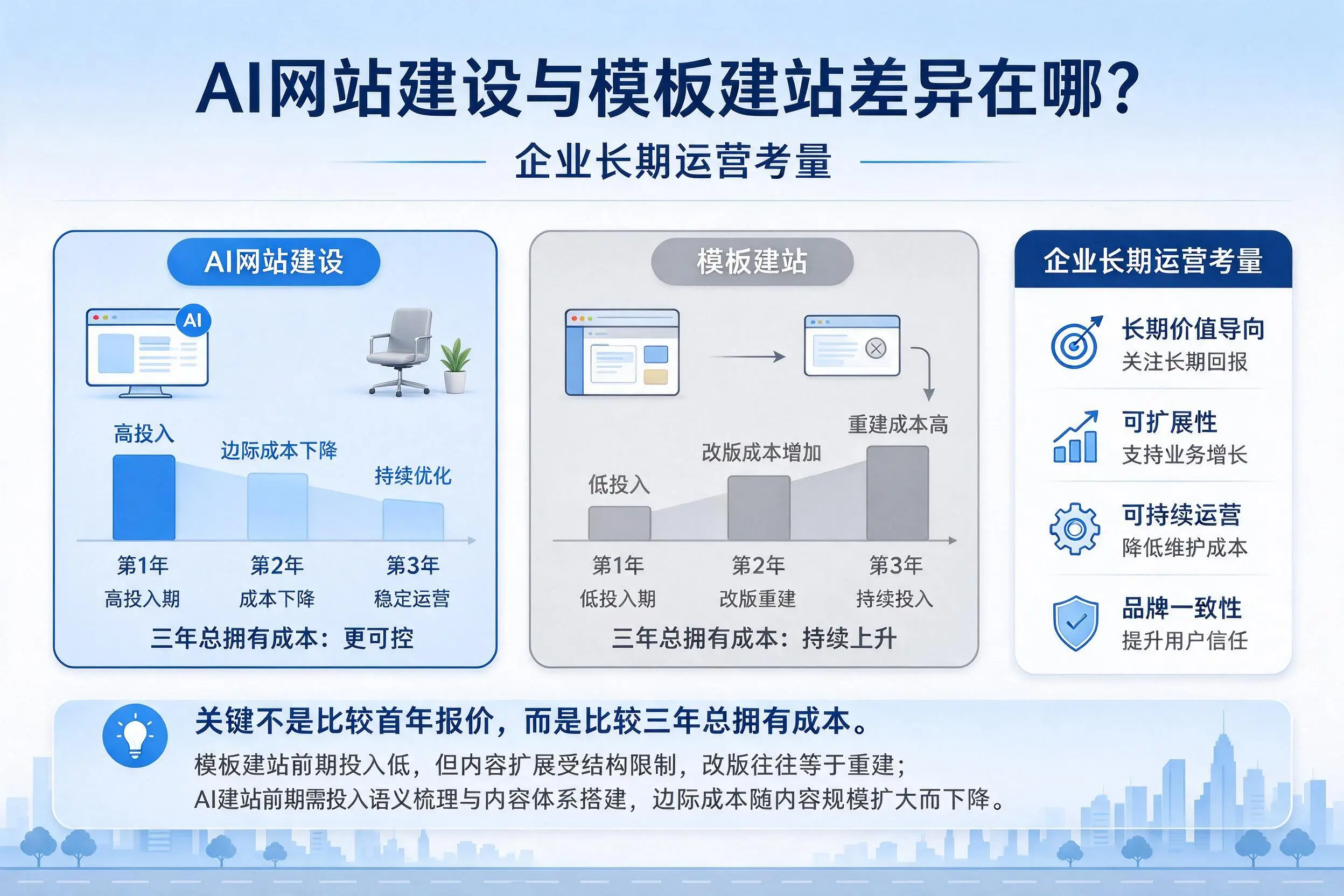 AI网站建设与模板建站差异在哪?济南企业长期运营考量