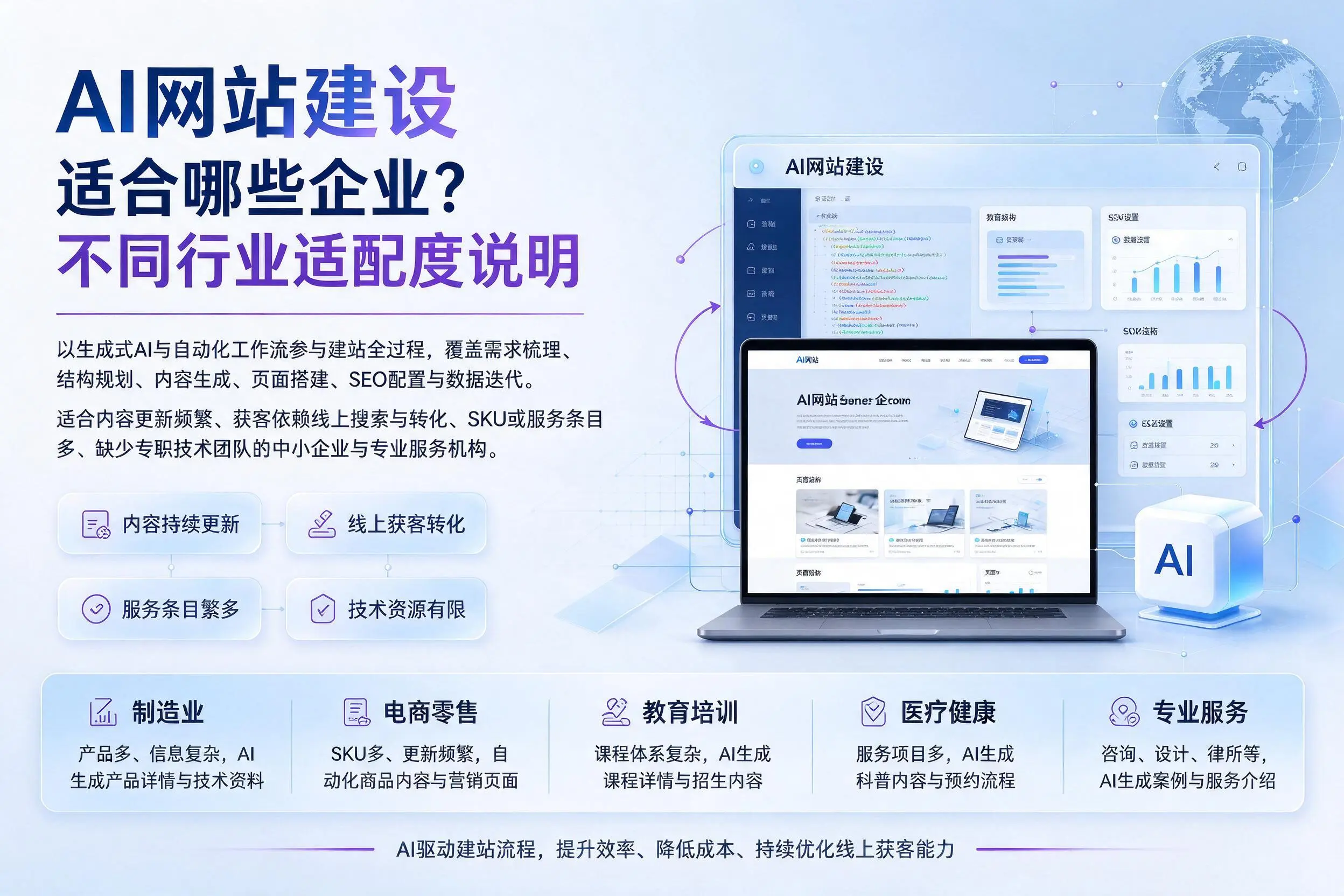 AI网站建设适合哪些企业？济南不同行业适配度说明